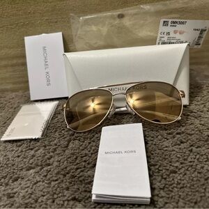 New Michael Kors Hvar Sunglasses MK5007 Rose Gold/White -Rose Gradient W/ Case